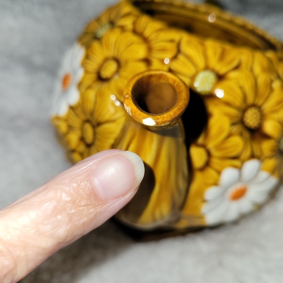 Antique Vintage Mid-Century Fred Robert's Raised Daisy Tea Pot Made In Japan - Picture 10 of 10